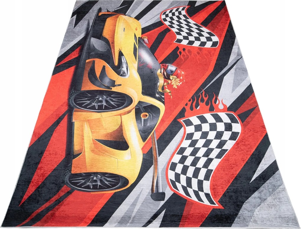 Gyerek Szőnyeg Színes 120x170 Autós sakktábla