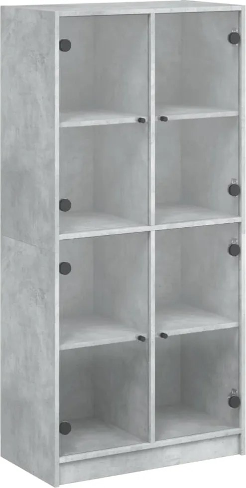 vidaXL betonszürke szerelt fa magasszekrény ajtókkal 68x37x142 cm