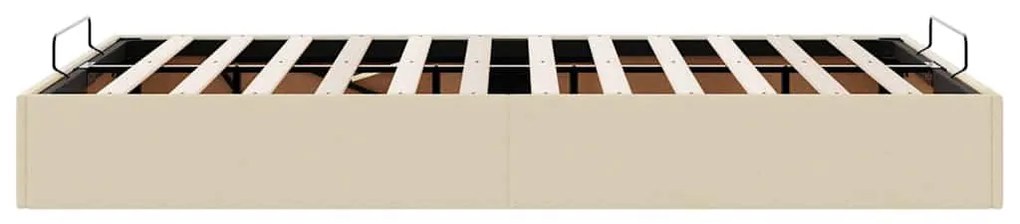 Ottomán krémszínű szövet ágykeret matrac nélkül 120x200 cm