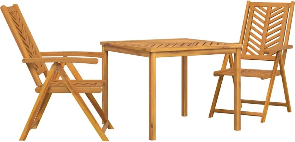 vidaXL Kert étkező szett 3 pcs Barna Tömör Akácfa