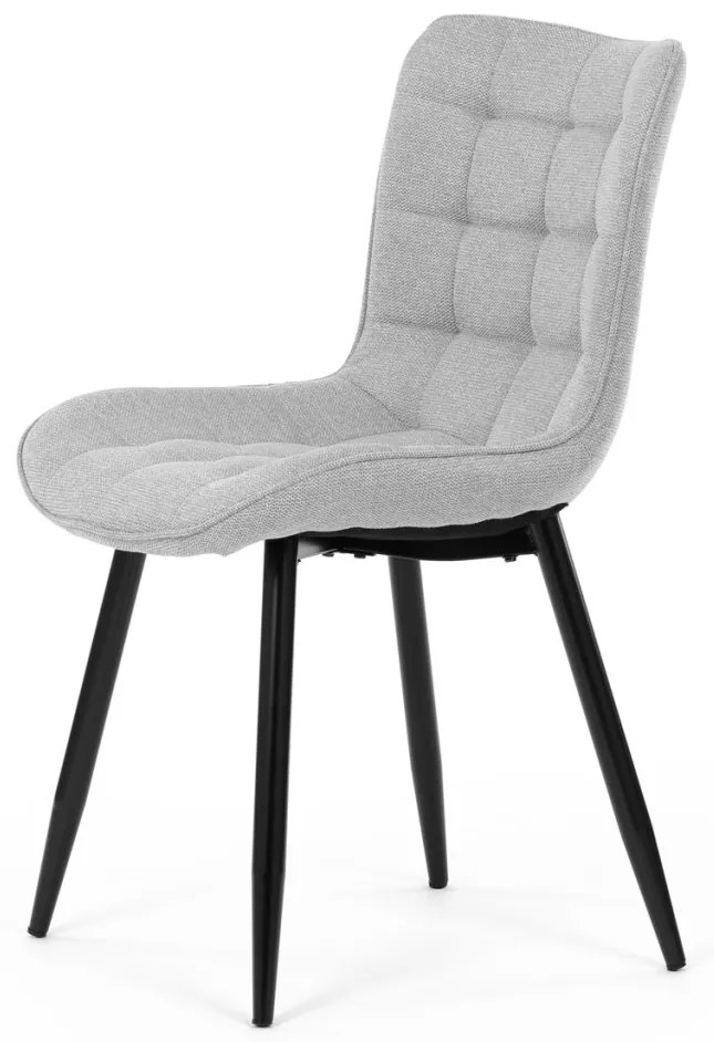 Scaun de sufragerie, material argintiu, picioare metalice negre