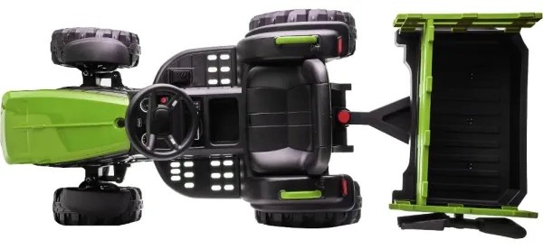 Elektromos traktor utánfutóval 2x30W/7000 mAh fekete/zöld + DO