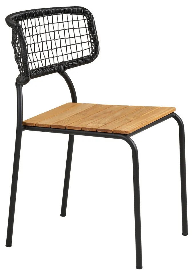 Nashville étkezőszék, teakfa, fekete kötél, fekete