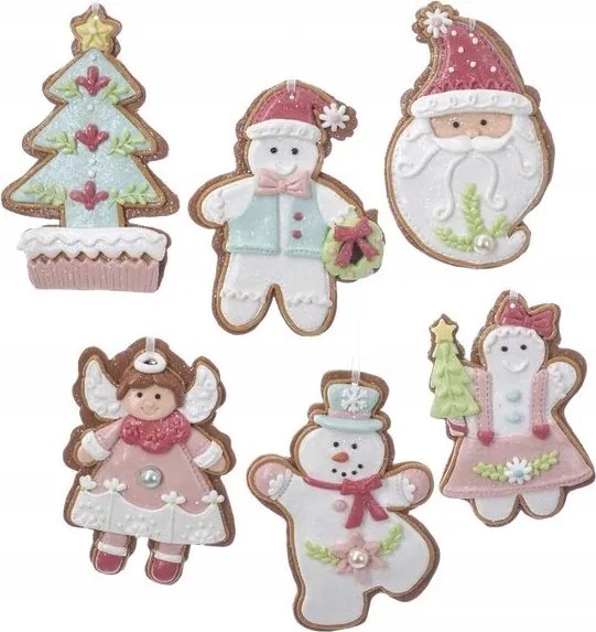 Karácsonyi dísz mézeskalács süti pasztell mintával, Kurt Adler 1 darab