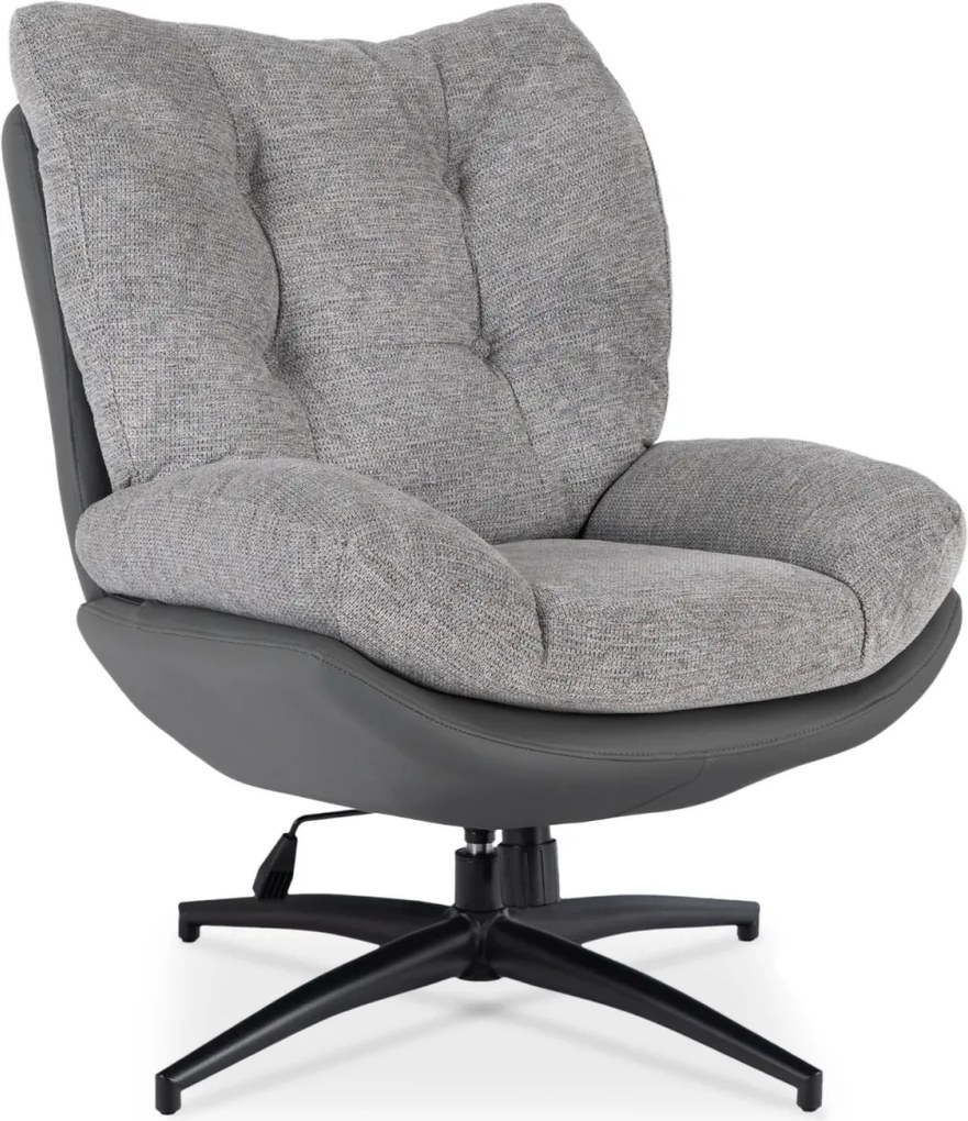 Forgó pihenőfotel lábtartóval szürke/fekete, FREMONT