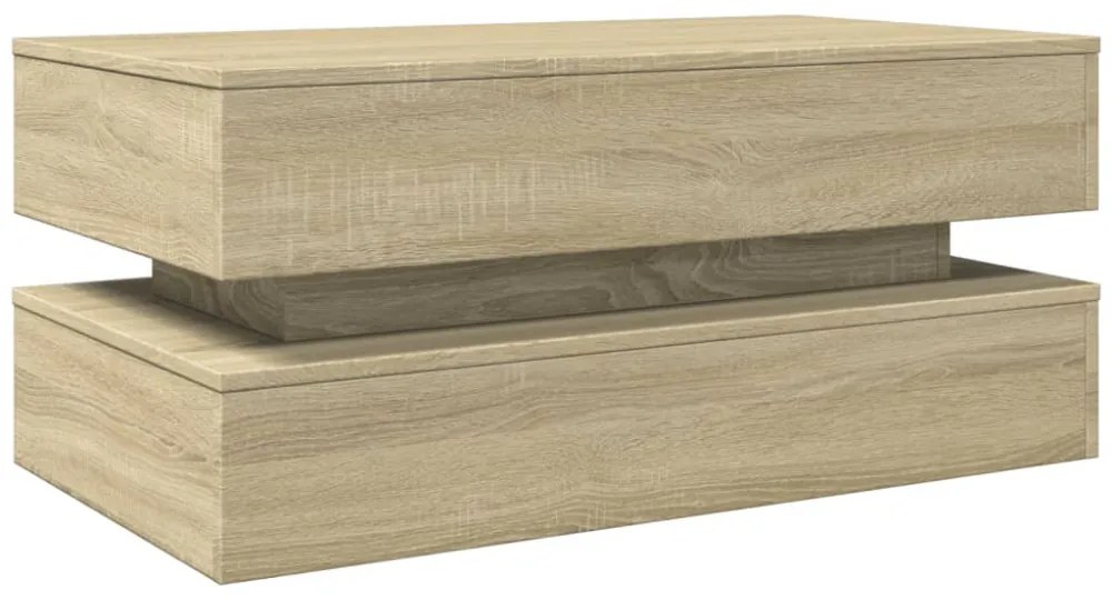 sonoma tölgy színű dohányzóasztal LED-lámpákkal 90x50x40 cm