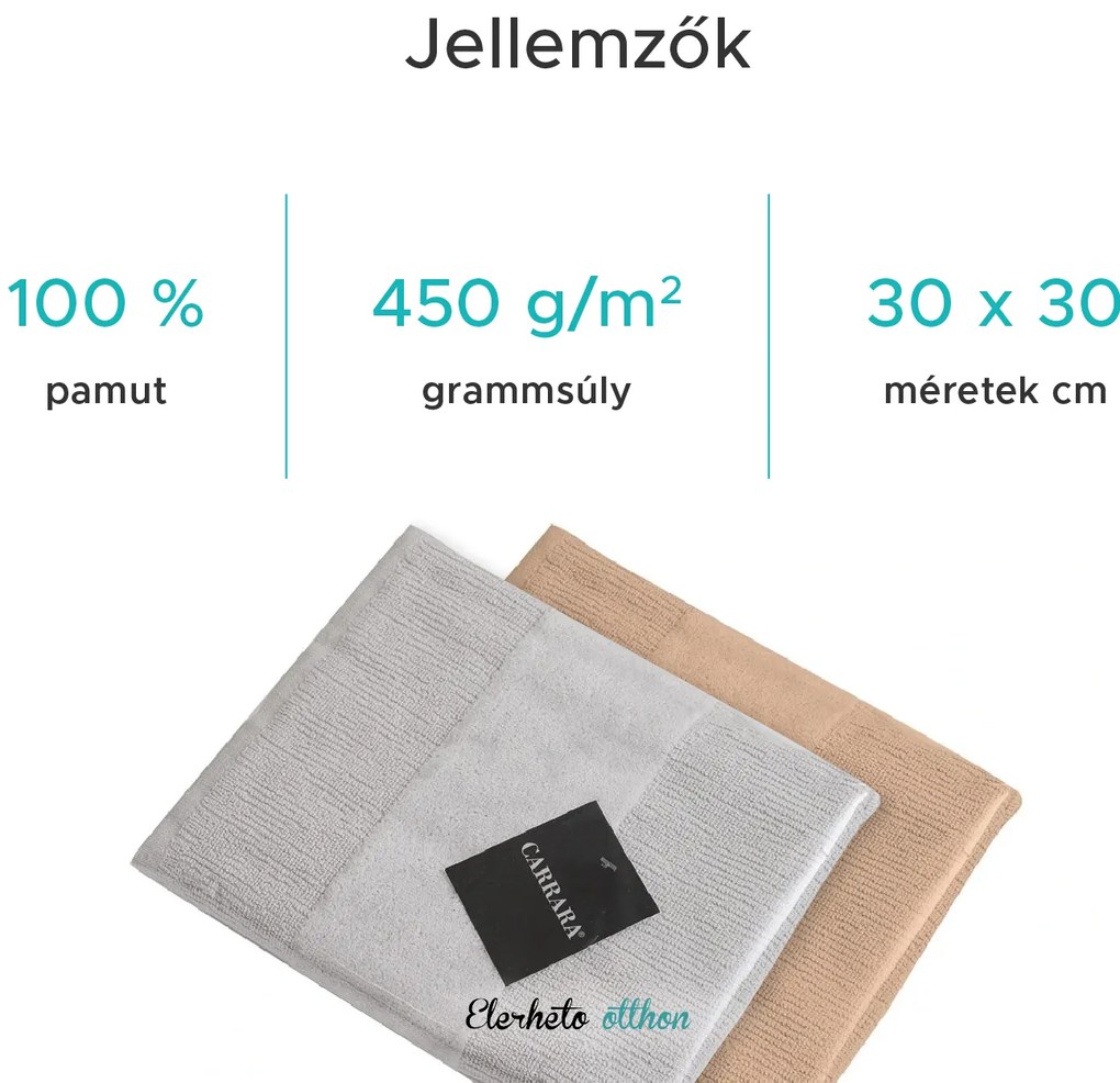 CARRARA törölköző szett 30x30 cm világosszürke 100% pamut, 3 db