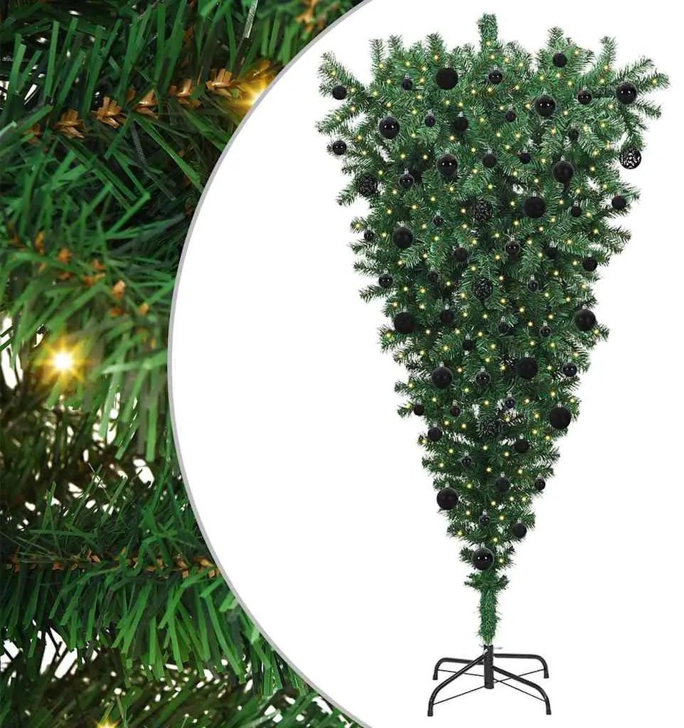 Felfordított Mesterséges Elővilágított Karácsonyfával Gömb Szettel