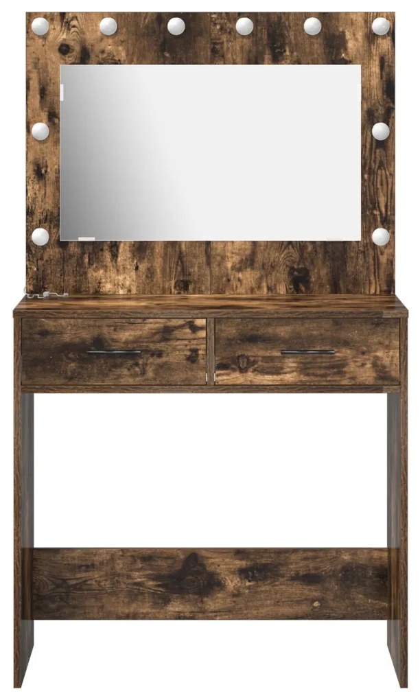 öltöztető asztal LED világítással Füstölt tölgy 78.5x41x135 cm