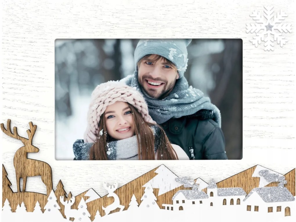 Karácsonyi képkeret 10x15 karácsonyi ajándék rénszarvassal