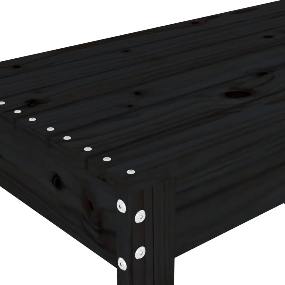 fekete tömör fenyőfa kerti pad 80x38x45 cm