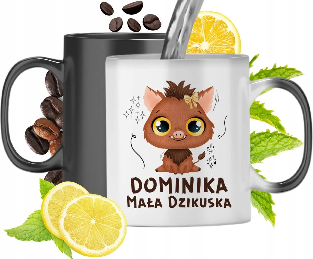 Mágikus bögre Dominikának Fekete matt nyomott mintával 330ml