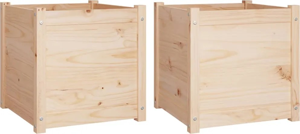 vidaXL 2 db tömör fenyőfa kerti virágtartó 50 x 50 x 50 cm