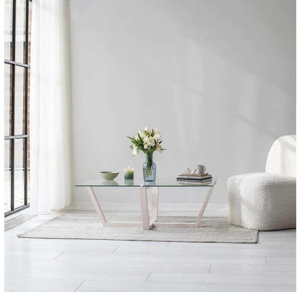 Kávésasztal AMALFI 35x105 cm fenyő/átlátszó