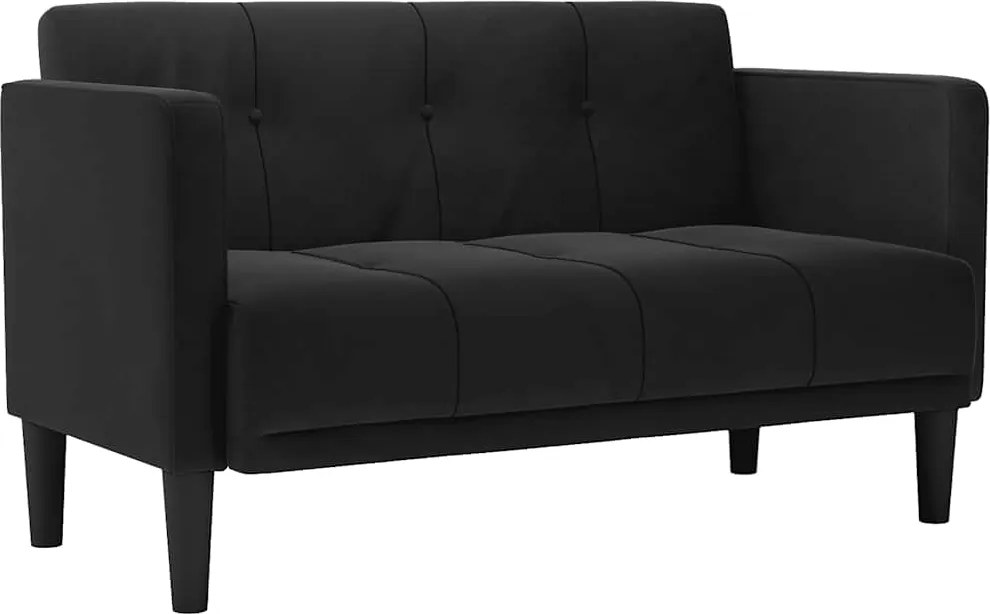 vidaXL fekete bársony loveseat kanapé 111 cm