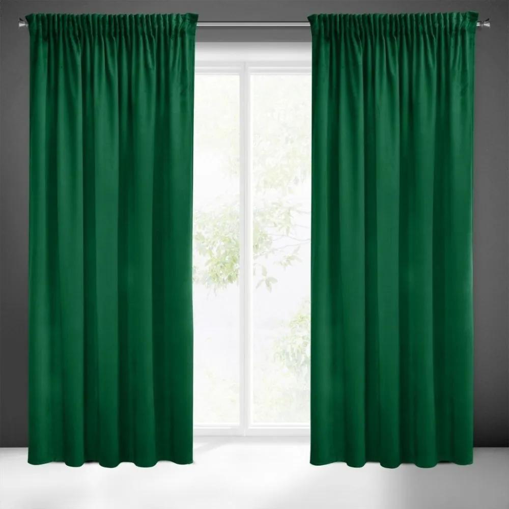 Egyszínű függöny zöld színben, ráncolószalaggal Hossz: 270 cm