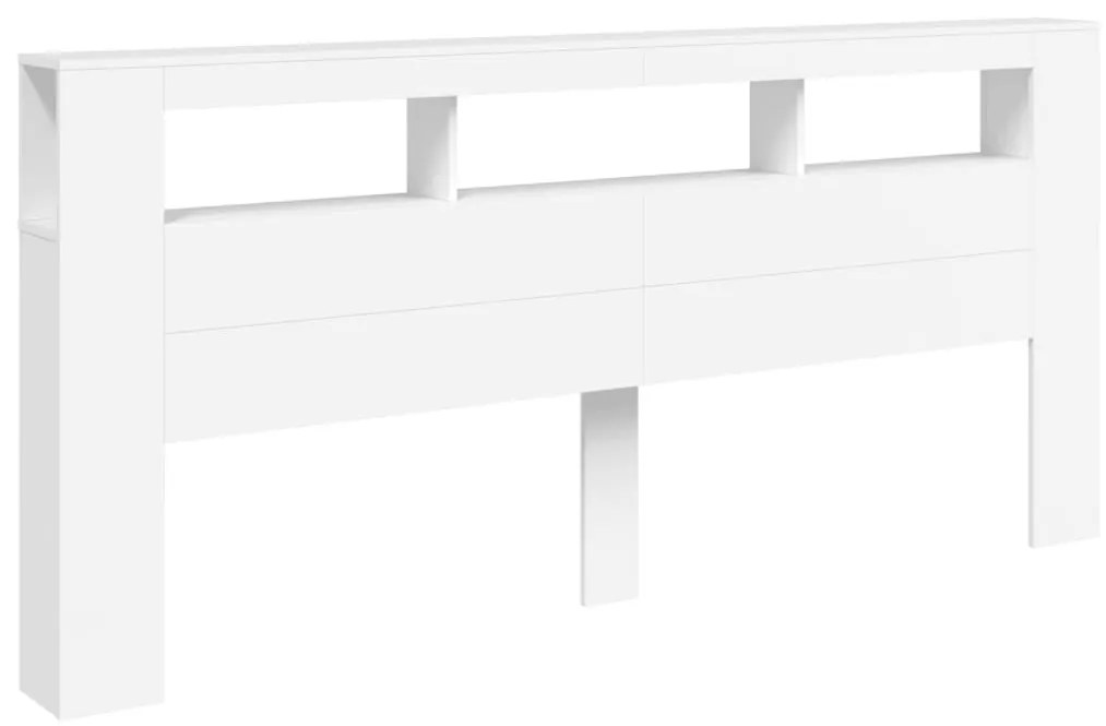 fehér szerelt fa LED-es fejtámla 220x18,5x103,5 cm