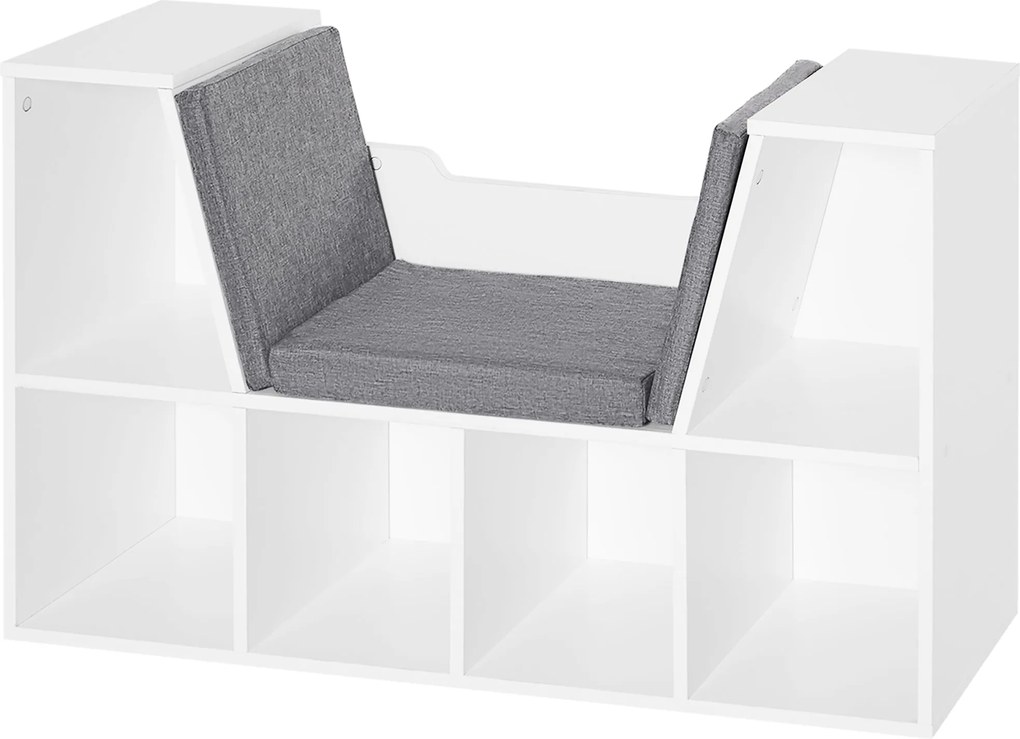 HOMCOM Könyvespolc Ülőrésszel 6 Cube Eredeti Gyermek Könyvespolc Cipőtartó Kárpitozott Polc Pad Multifunkcionális 102x30x61 cm | Aosom