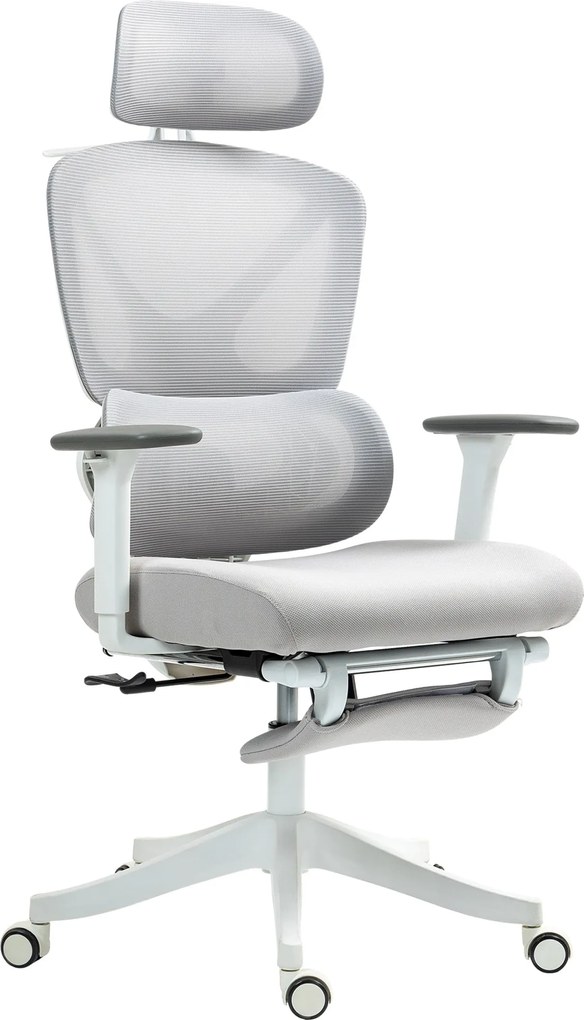 HOMCOM Hálós Irodai Szék Dönthető Irodai Szék Forgatható Fejtámlával Derék Támasszal Lábpihentővel 3D Kartámaszokkal és Magasságban Állítható Döntési