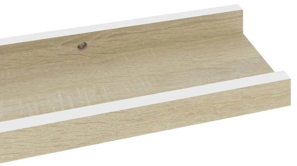 4 db fehér és sonoma tölgy színű fali polc 60 x 9 x 3 cm