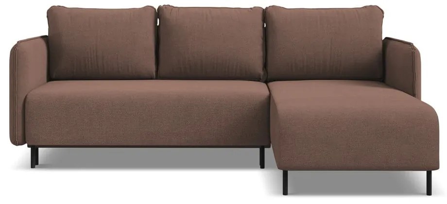 Rózsaszín kinyitható-tárolóhelyes sarokkanapé (jobb oldali) Luana – Makamii