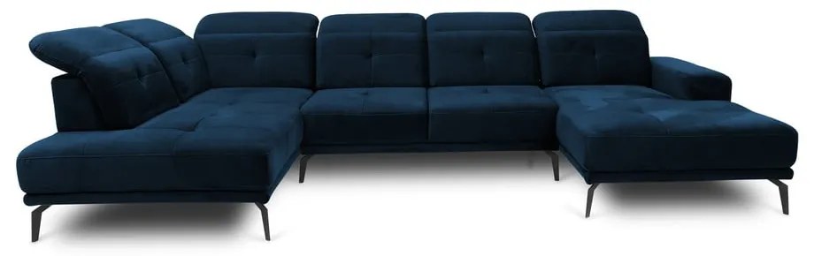 Kék bársony sarokkanapé (bal oldali-U alakú) Bretan – ELTAP