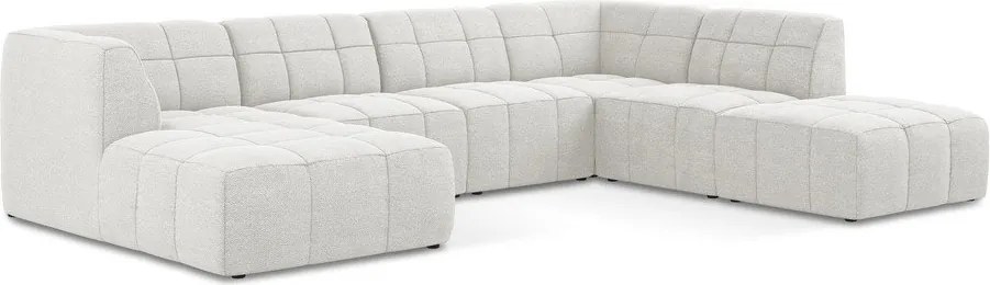 Fehér buklé sarokkanapé (U alakú) Aloha – Makamii