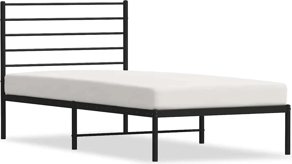 vidaXL fekete fém ágykeret fejtámlával 100 x 200 cm