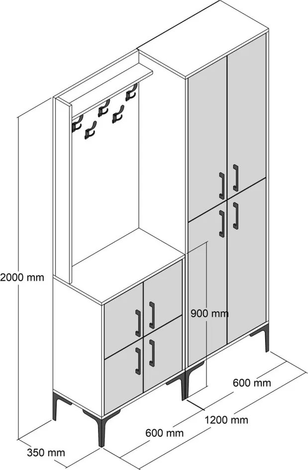 Berlin előszobafal, dió, 120 cm – TR845HCT4204