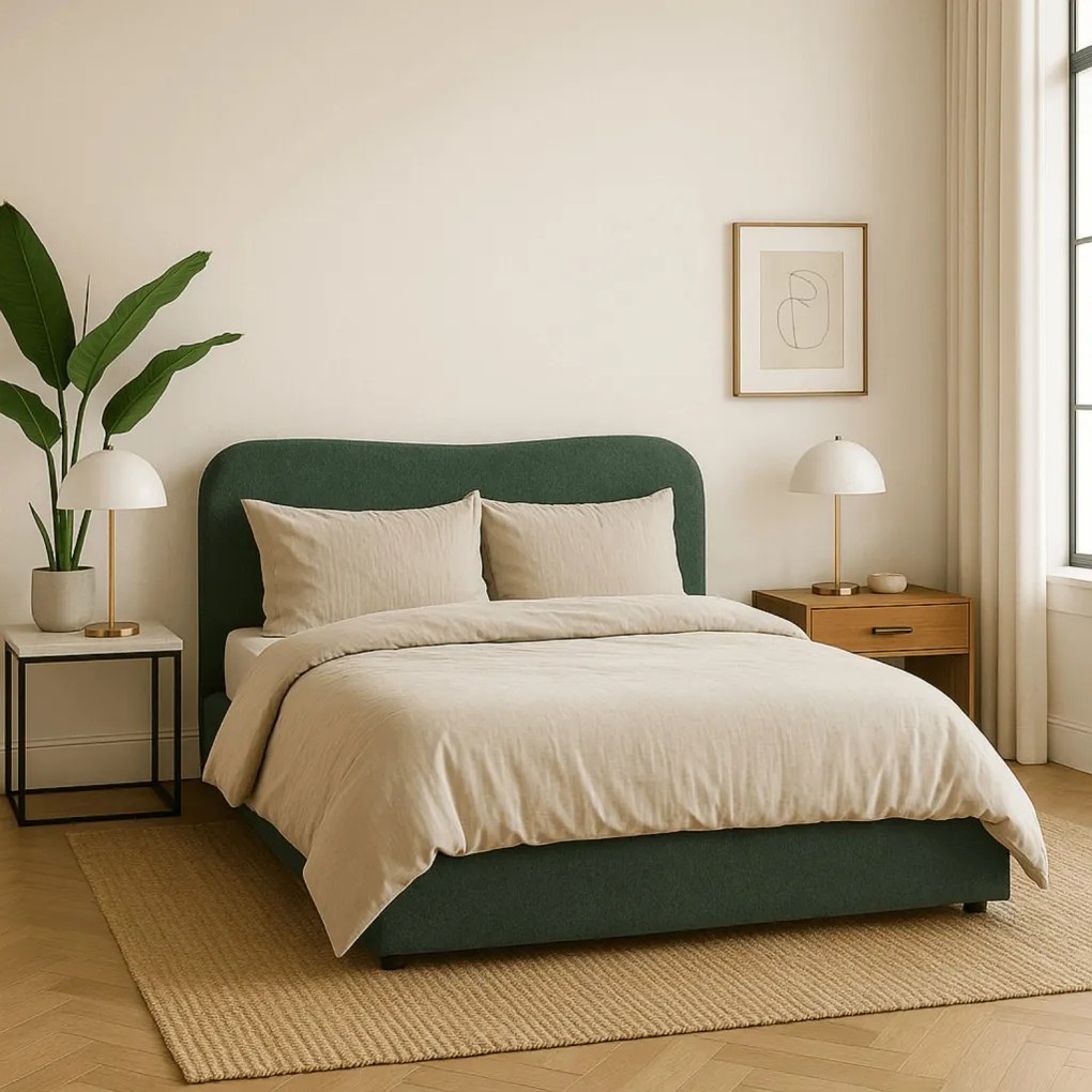 Łóżko 160x200 BRISTOL z Pojemnikiem Zielone Boucle