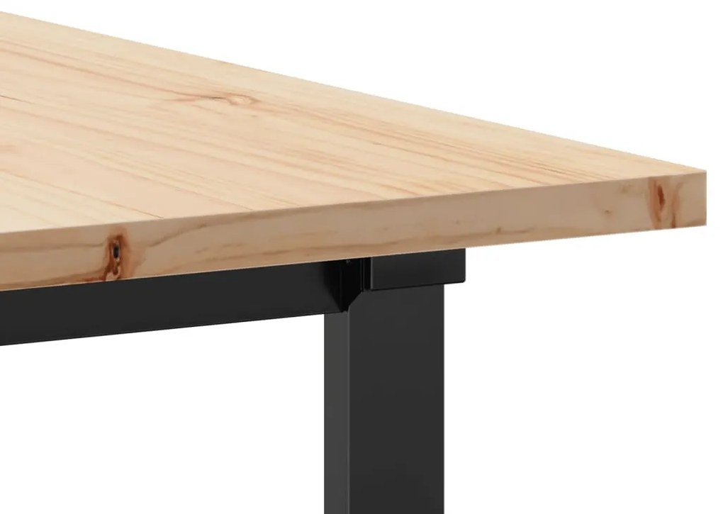 tömör fenyőfa és öntöttvas étkezőasztal O-vázzal 180x90x75,5 cm