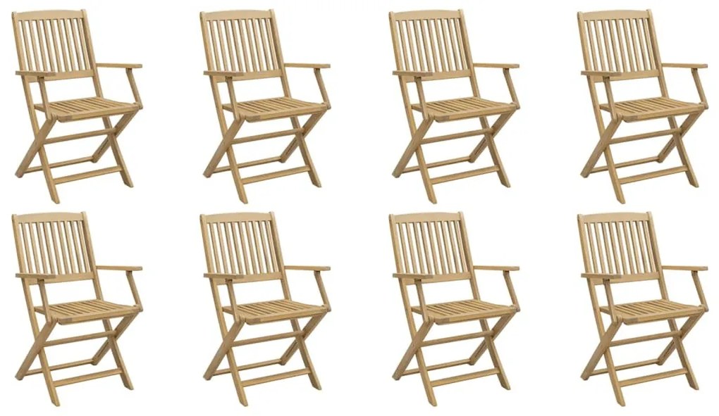 8 db összecsukható tömör akácfa kerti szék 54,5x58x90 cm