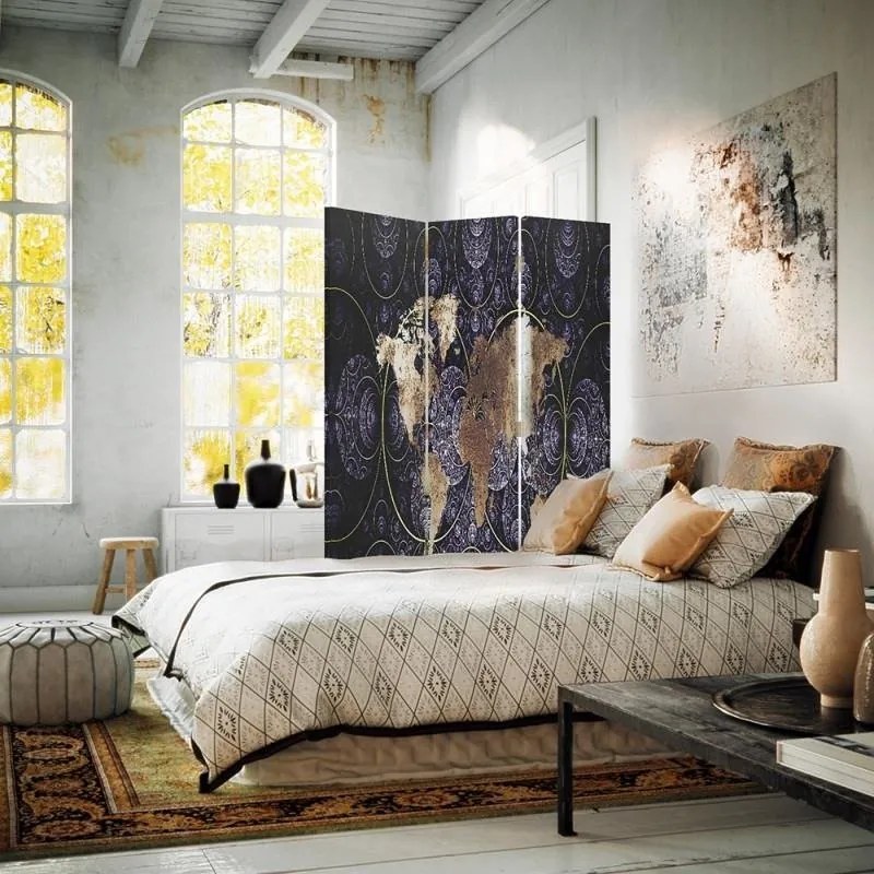 Gario Paraván Elegáns világtérkép Méret: 180 x 170 cm, Kivitelezés: Forgó paraván 360°