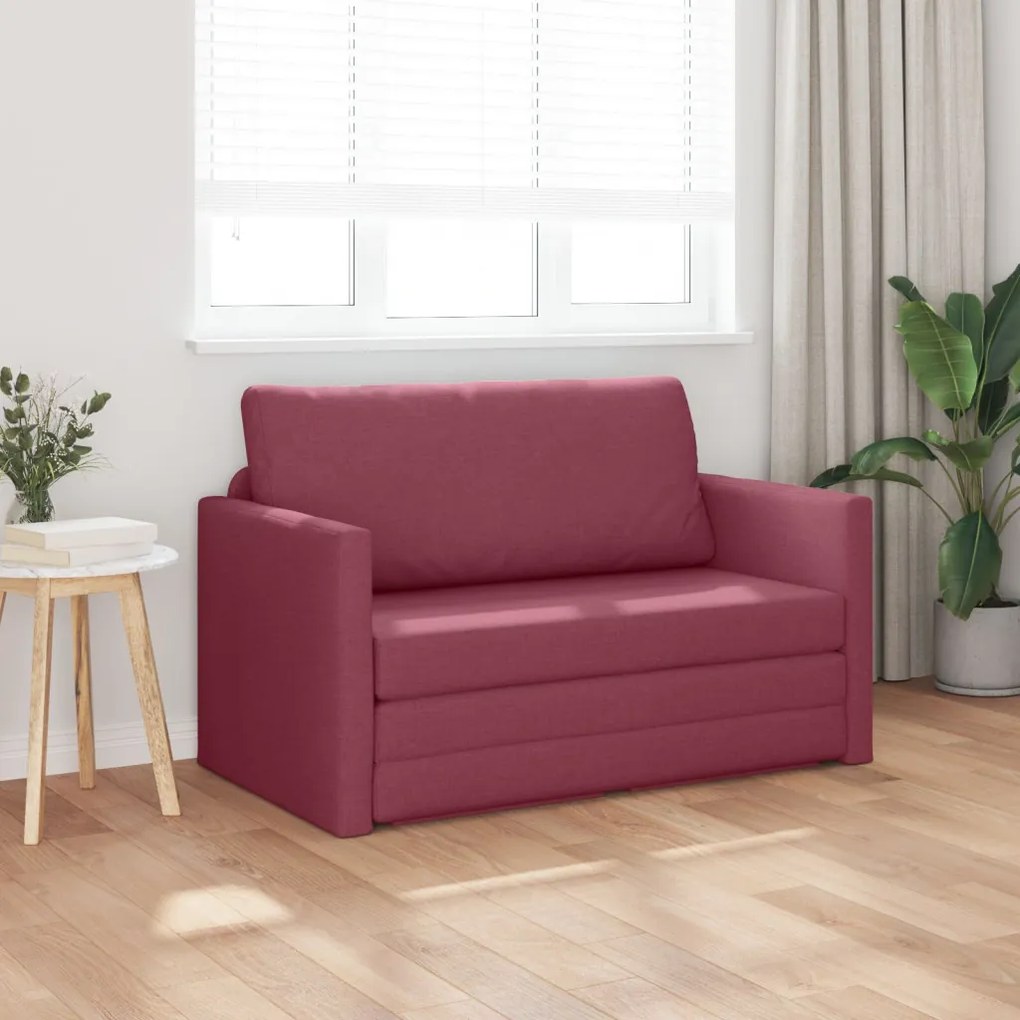 Földi Kanapéágy 2 az 1-ben Burgundi vörös 124x71x78 cm Szövet