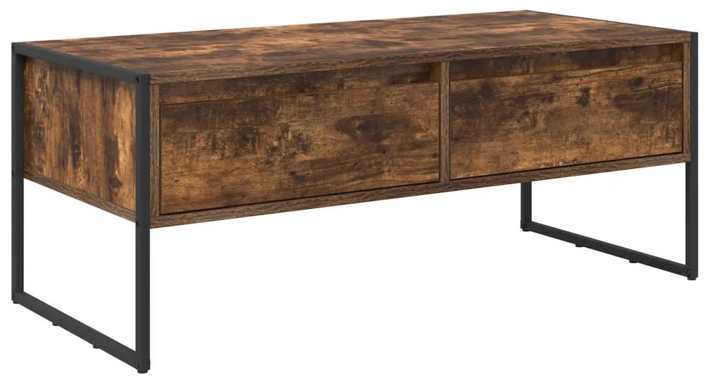 vidaXL Dohányzóasztal fiókkal Füstös tölgy 100 x 46 x 40 cm Faanyag