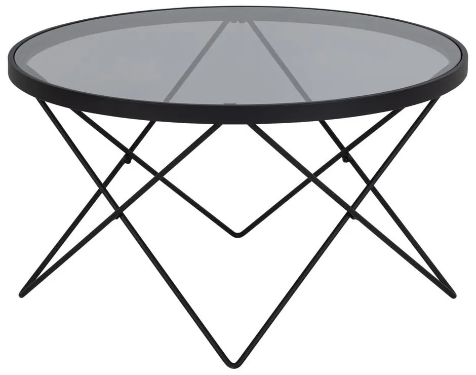 Fekete dohányzóasztal üveg asztallappal ø 80 cm Cuxton – Actona