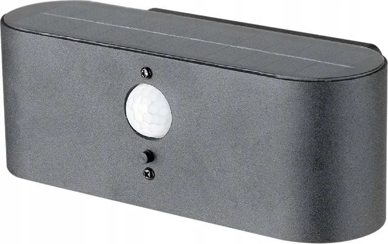 Kültéri LED-es napelemes kerti fali lámpa érzékelővel fekete V-tac