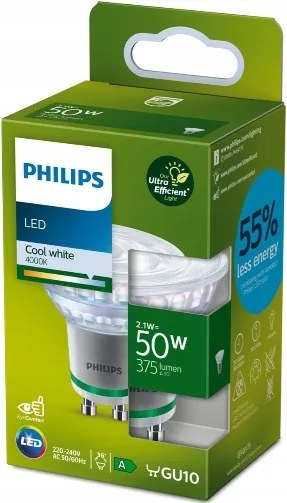 Izzó Philips 929003610101 2.1 W GU10 400 lm semleges fehér
