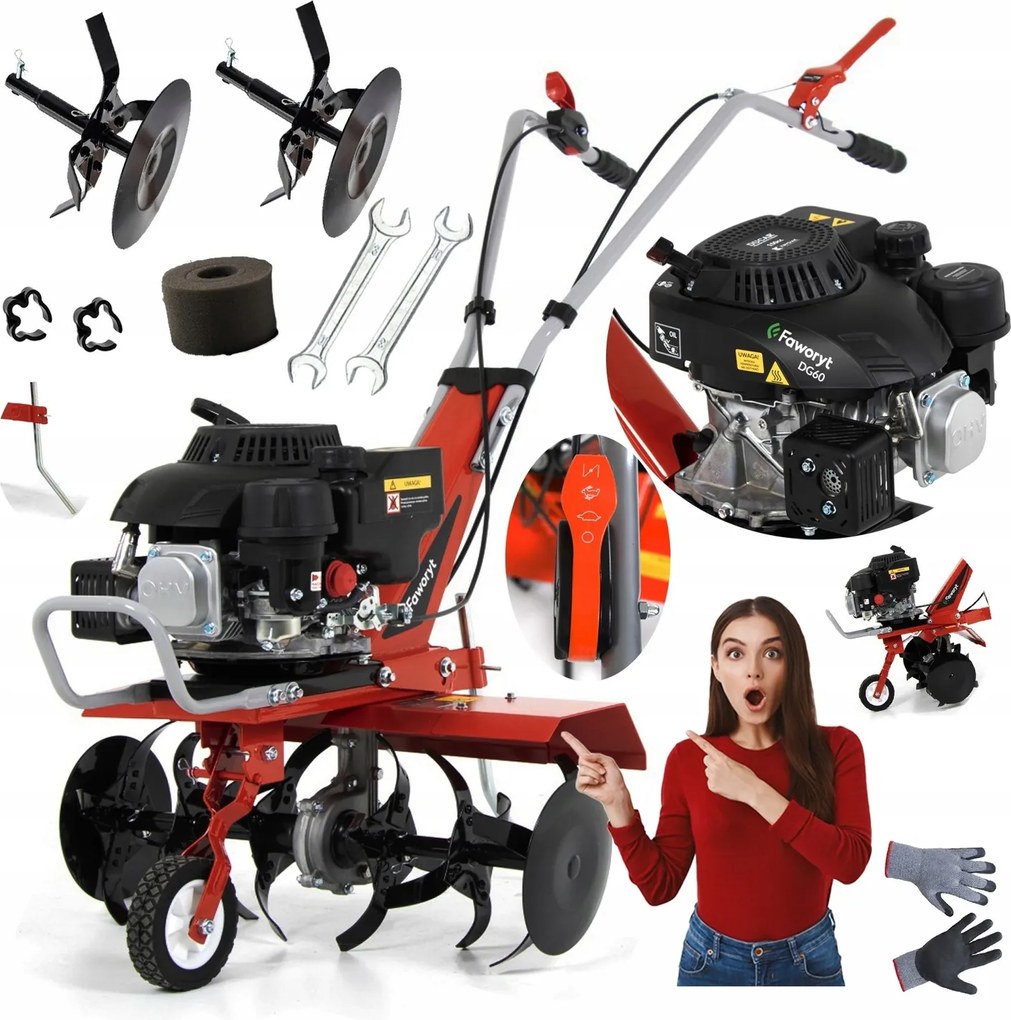 Belsőégésű talajmaró Faworyt 60 cm 2900 W 7 Le Földkultivátor Full XXL