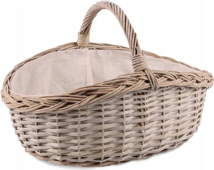 Szürke Fonott Kosár Gomba Bevásárló Anyaggal 38x28x12/18/26 cm