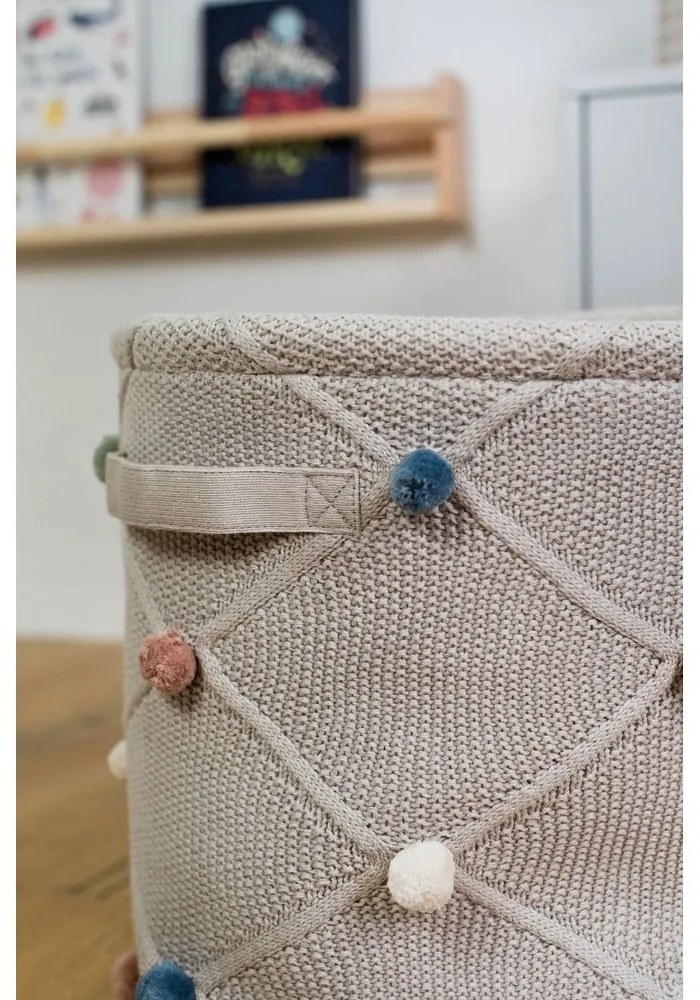 Világosbarna textil játéktároló kosár ø 30x35 cm Taupe – Kindsgut