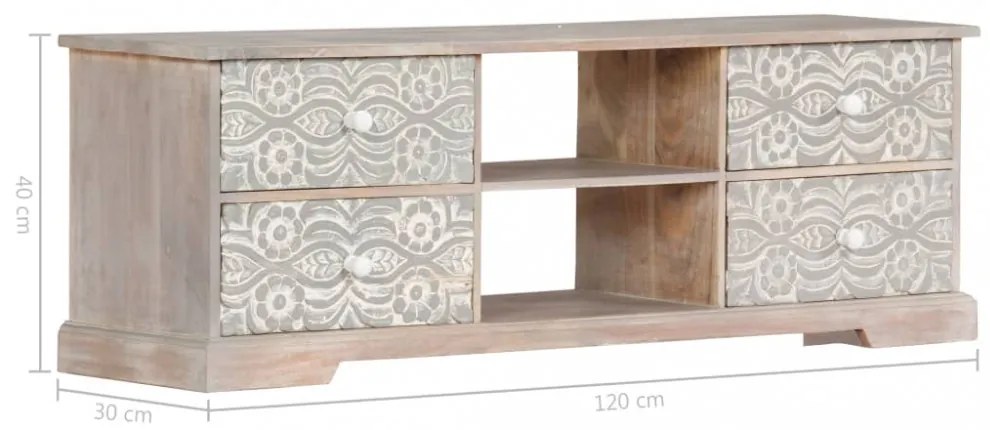 tömör akácfa TV-szekrény 120 x 30 x 40 cm
