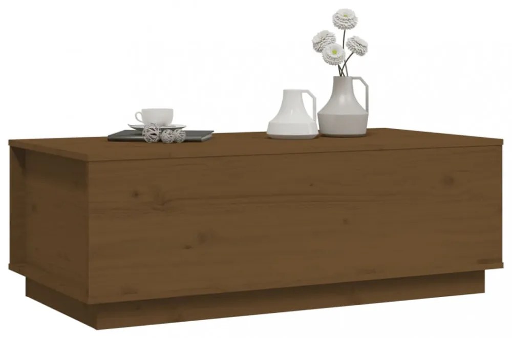 mézbarna tömör fenyőfa dohányzóasztal 100 x 50 x 35 cm