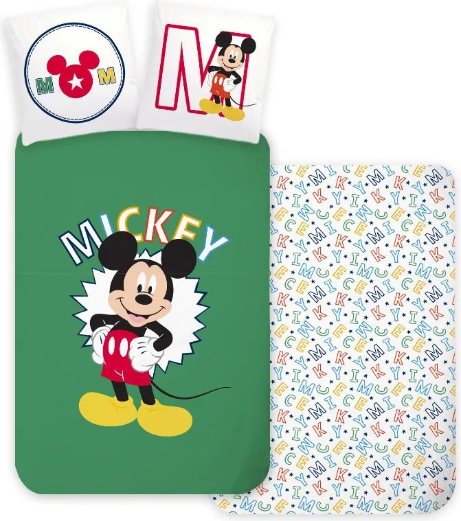 Disney Mickey Letters gyerek, ovis ágyneműhuzat 100×135 cm, 40×60 cm
