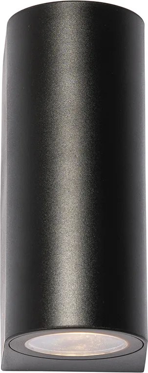 Modern kültéri fali lámpa fekete műanyag ovális 2-lámpás - Baleno