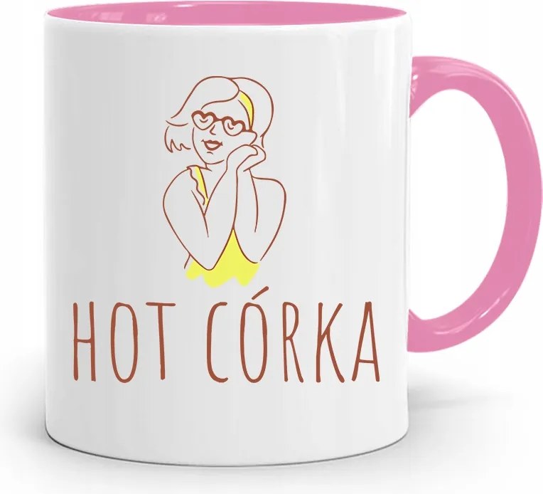 Rózsaszín Bögre Ajándék Lányának Hot Lánya fényképes nyomtatással