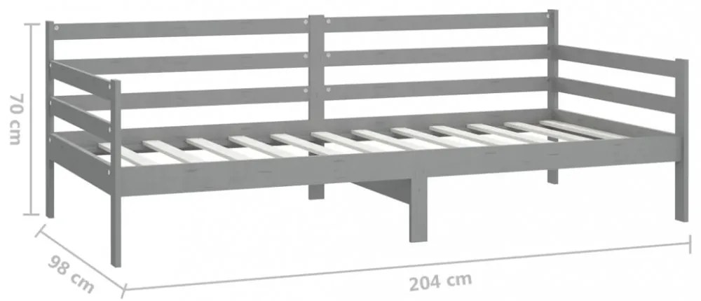 szürke tömör fenyőfa dívány matraccal 90 x 200 cm