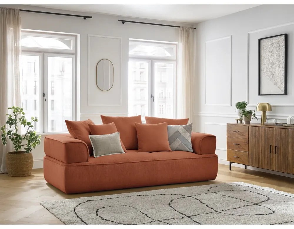 Terrakotta színű zsenília kanapé 237 cm Whesley – Bobochic Paris