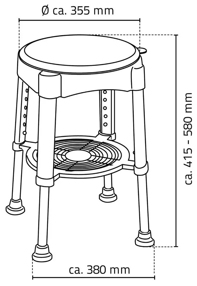 SAPHO A0050401 Mozgássérült forgószék, állíthatómagasságú, fehér/kék