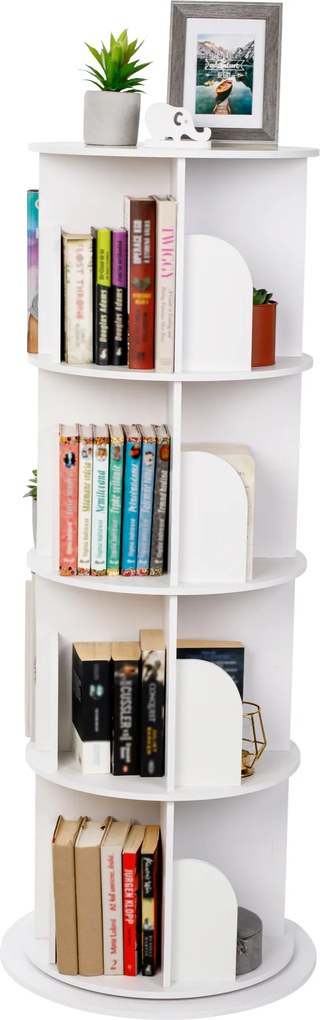 Forgó polcállvány, 4 polc, fehér, ERION TYP 1+ ajándék